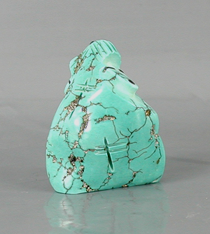 authentic Native American Butterfly authentic Native American Twin Isleta Maiden Fetish Carving of Turquoise with jet eyes, mouth and power spot by Zuni carver Ed Lementino with jet eyes, mouth and power spot by Zuni carver Ed Lementino