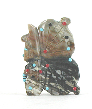Authentic Native American Indian butterfly maiden fetish carving of Picasso marble by Zuni carver Danette Laate