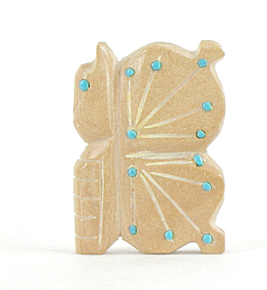 Authentic Native American Indian butterfly maiden of fish rock and turquoise by Zuni artisan Danette Laate