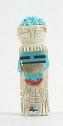 Authentic Native American Maiden Fetish Carving of antler with kachina and sunface of by Zuni Amery Cellicion