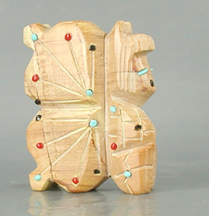 Authentic Native American Indian butterfly maiden of fish rock and turquoise by Zuni artisan Danette Laate