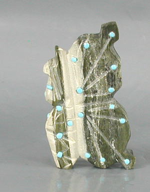 Authentic Native American Indian butterfly maiden of banded onyx and turquoise by Zuni artisan Danette Laate