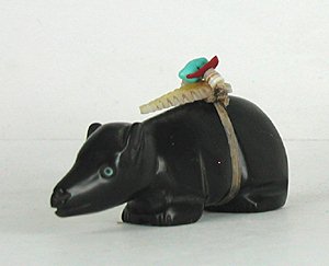 Authentic Native American Mole Fetish carving of Acoma jet by Navajo Herbert Davis