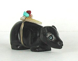 Authentic Native American Mole Fetish carving of Acoma jet by Navajo Herbert Davis