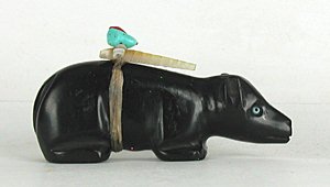 Authentic Native American Mole Fetish carving of Acoma jet by Navajo Herbert Davis