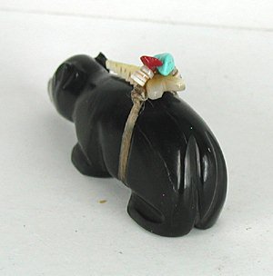 Authentic Native American Mole Fetish carving of Acoma jet by Navajo Herbert Davis