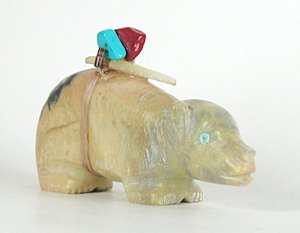 Authentic Native American Mole Fetish carving of dolomite by Navajo Herbert Davis