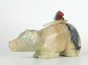 Authentic Native American Mole Fetish carving of dolomite by Navajo Herbert Davis
