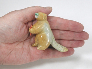 Authentic Native American Beaver Fetish carving of travertine by Zuni Enrike Leekya