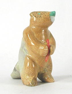Authentic Native American Beaver Fetish carving of travertine by Zuni Enrike Leekya