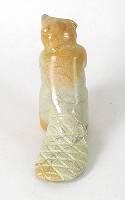 Authentic Native American Beaver Fetish carving of travertine by Zuni Enrike Leekya