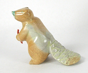 Authentic Native American Beaver Fetish carving of travertine by Zuni Enrike Leekya