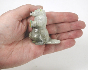 Authentic Native American Beaver Fetish carving of travertine by Zuni Freddie Leekya