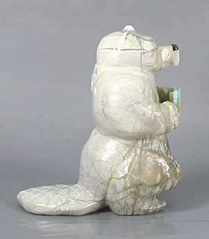 Authentic Native American Beaver Fetish carving of travertine by Zuni Freddie Leekya