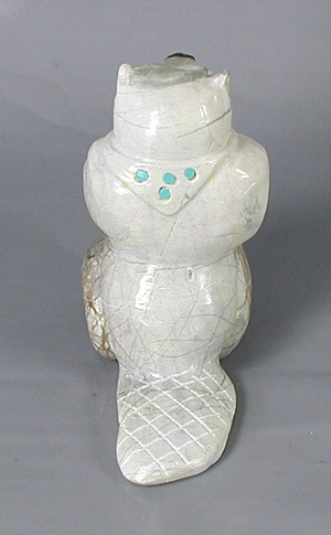 Authentic Native American Beaver Fetish carving of travertine by Zuni Freddie Leekya