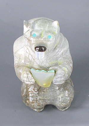 Authentic Native American Beaver Fetish carving of travertine by Zuni Freddie Leekya