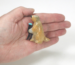 Authentic Native American Beaver Fetish carving of travertine by Zuni Enrike Leekya