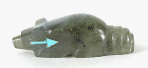 labradorite Beaver Fetish carving with turquoise eyes by Zuni artisan Abby Quam Panteah