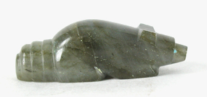labradorite Beaver Fetish carving with turquoise eyes by Zuni artisan Abby Quam Panteah