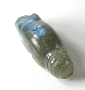 labradorite Beaver Fetish carving with turquoise eyes by Zuni artisan Abby Quam Panteah