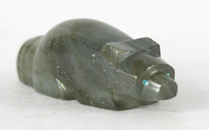 labradorite Beaver Fetish carving with turquoise eyes by Zuni artisan Abby Quam Panteah