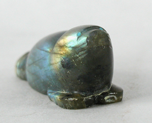 labradorite Beaver Fetish carving with turquoise eyes by Zuni artisan Abby Quam Panteah