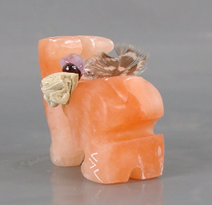 Authentic Native American Utah alabaster rabbit fetish by Oglala Lakota artisan Delbert Charging Crow