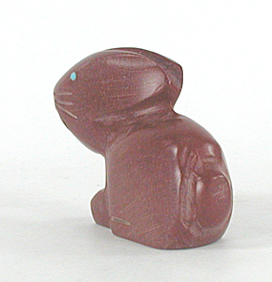 Authentic Native American catlinite rabbit fetish by Zuni artisan Gilbert Lonjose