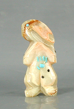 Authentic Native American banded onyx rabbit fetish by Zuni artisan Danette Laate