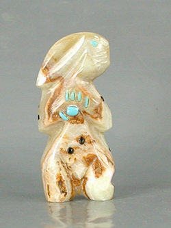 Authentic Native American banded onyx rabbit fetish by Zuni artisan Danette Laate