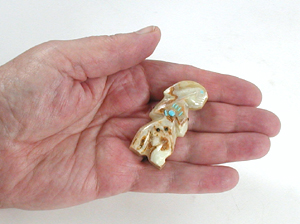 Authentic Native American banded onyx rabbit fetish by Zuni artisan Danette Laate