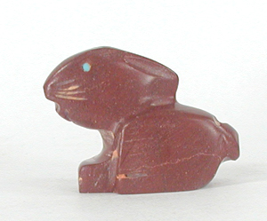 Authentic Native American catlinite rabbit fetish by Zuni artisan Gilbert Lonjose