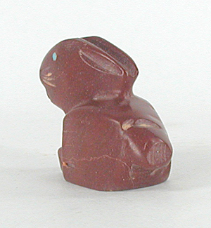 Authentic Native American catlinite rabbit fetish by Zuni artisan Gilbert Lonjose
