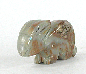 Authentic Native American rabbit fetish carving by Zuni artisan Vern Nieto