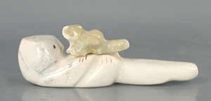 Authentic Native American Otter fetish carving of alabaster by Zuni artisan Justin Red Elk
