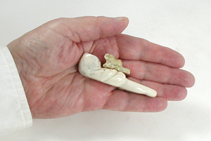Authentic Native American Otter fetish carving of alabaster by Zuni artisan Justin Red Elk