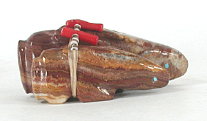 Authentic Native American Picasso marble double rabbit fetish by Zuni artisan Ed Lementino