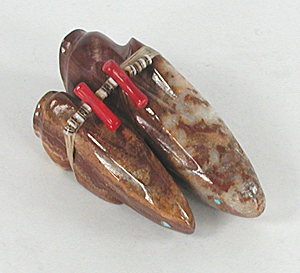 Authentic Native American double rabbit fetish carving by Zuni artisan Ed Lementino
