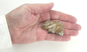 Authentic Native American Picasso marble rabbit fetish by Zuni artisan Danette Laate