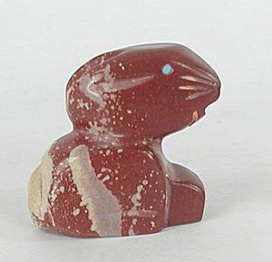 Authentic Native American pipestone rabbit fetish by Zuni artisan Gilbert Lonjose