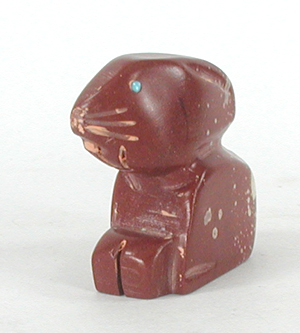 Authentic Native American rabbit fetish carving by Zuni artisan Gilbert Lonjose
