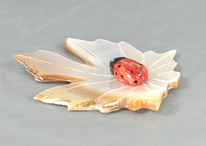 Authentic Native American Ladybug on Leaf fetish by Zuni artisan Cheryl Beyuka