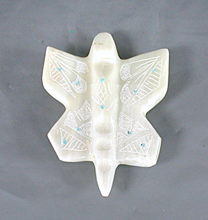 Authentic Native American Butterfly fetish carving of alabaster by Zuni artisan Dominica Wallace