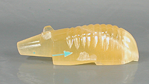 Authentic Native American calcite armadillo fetish by Zuni artisan Abby Quam