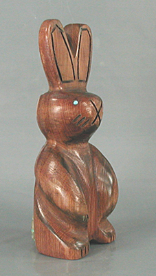Authentic Native American cedar wood rabbit fetish by Zuni artisan Brandon Phillips