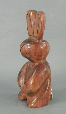Authentic Native American cedar wood rabbit fetish by Zuni artisan Brandon Phillips