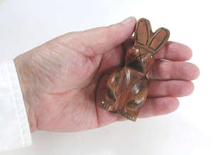 Authentic Native American cedar wood rabbit fetish by Zuni artisan Brandon Phillips