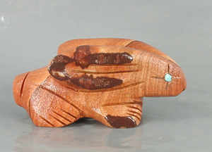 Authentic Native American rabbit fetish carving by Zuni artisan Louise Ponchuella