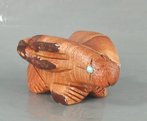 Authentic Native American rabbit fetish carving by Zuni artisan Louise Ponchuella