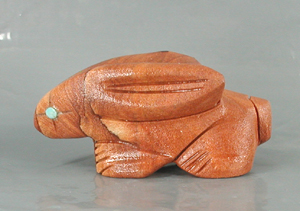 Authentic Native American rabbit fetish carving by Zuni artisan Louise Ponchuella